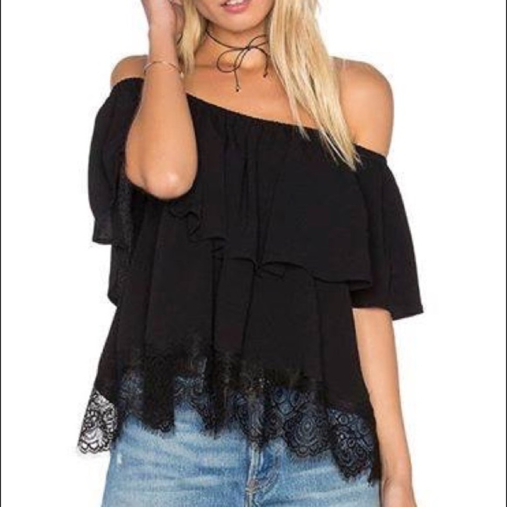 Revolve off the should black top with lace